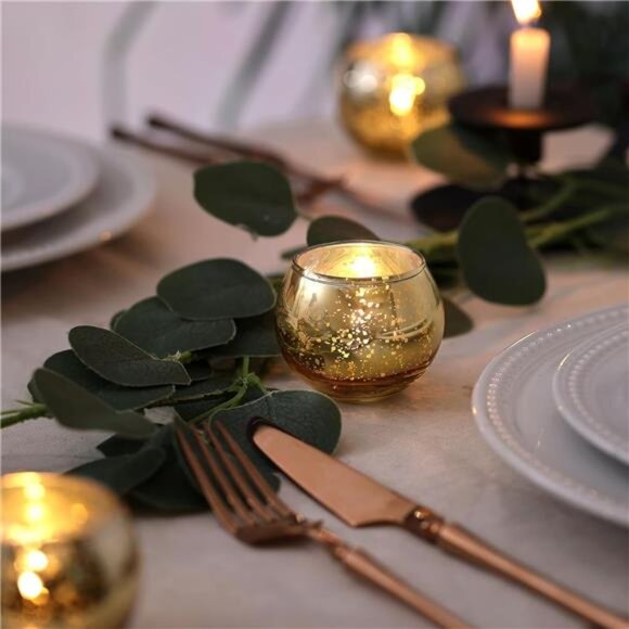 Gold Votive Candle Holders 12pcs -Gold Tealight Candle Holders,​ Decorations - Picture 3 of 7